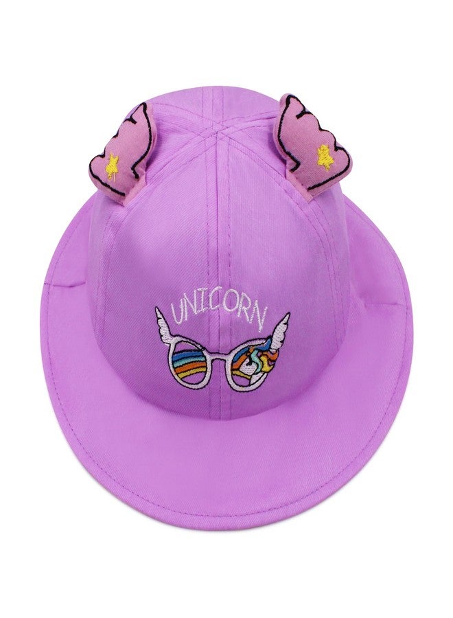 فريتراز قبعة دلو قطنية للأطفال من VRITRAZ مع حزام قابل للتعديل للأولاد والبنات، مقاس 3-10، لون بنفسجي - Image 2